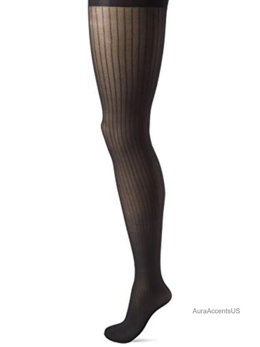 Control Top Sheer Toe Pinstripe Tights High Waist Compression Pantyhose